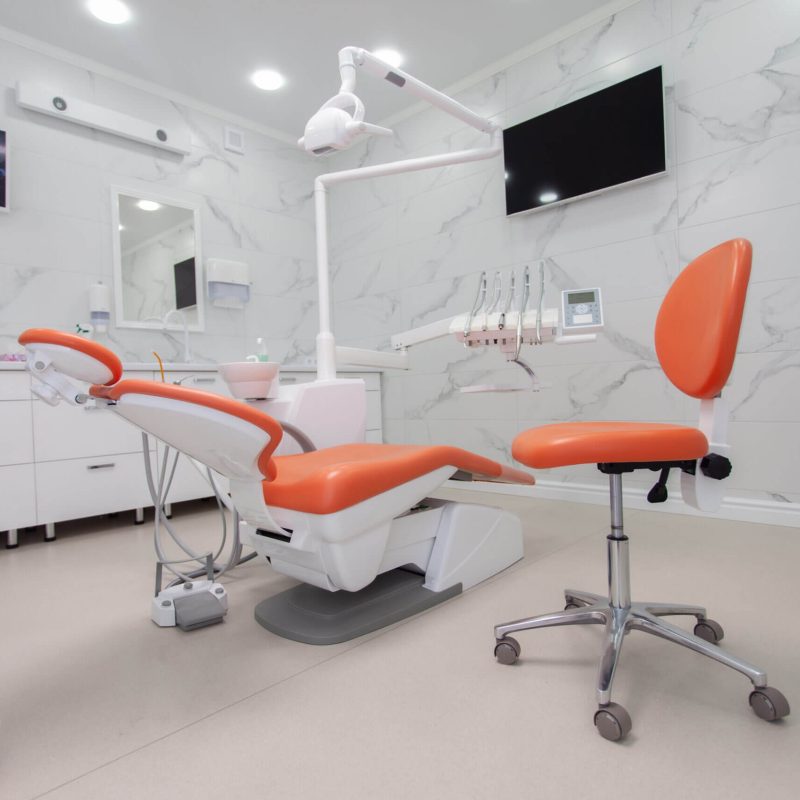 Modern dental office with a chair and professional equipment